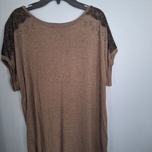Women's Apt 9 Chic Tan Blouse with Lace Accents